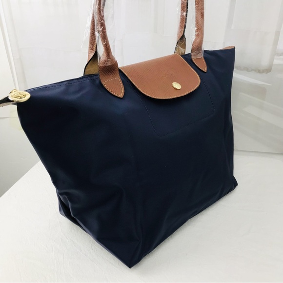 Longchamp Handbags - NWT Longchamp Le Pliage Original Large Shoulder Nylon Bag Tote Navy Blue